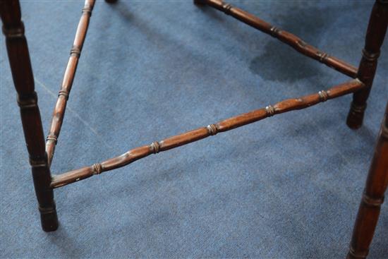 An unusual Chinese rosewood triangular shaped nest of quartetto tables, W.2ft